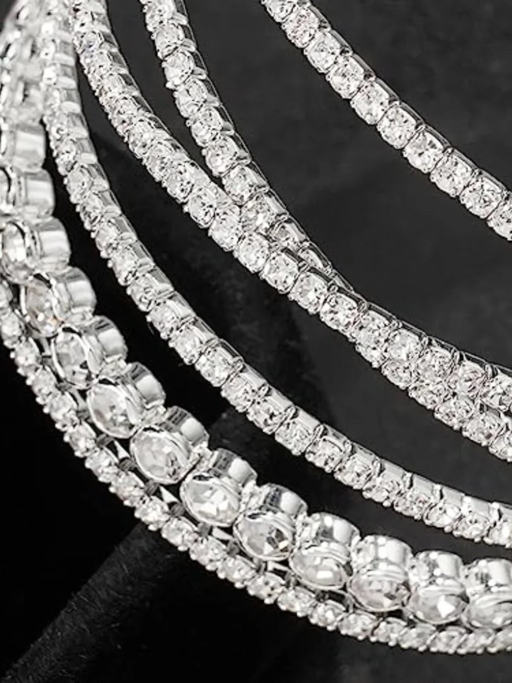 Bracelet for Women Silver Multilayer Cuff‎ Bracelet Crystal Bridal